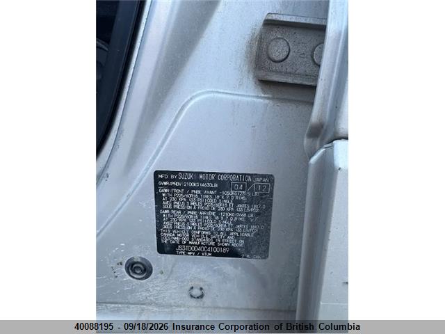 Aukcja sprzedaży 2012 Suzuki Grand Vitara Xsport, vin: JS3TD0D40C4100189, numer aukcji: 40088195