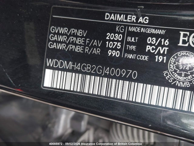 WDDMH4GB2GJ400970 Mercedes-Benz B 250 4matic
