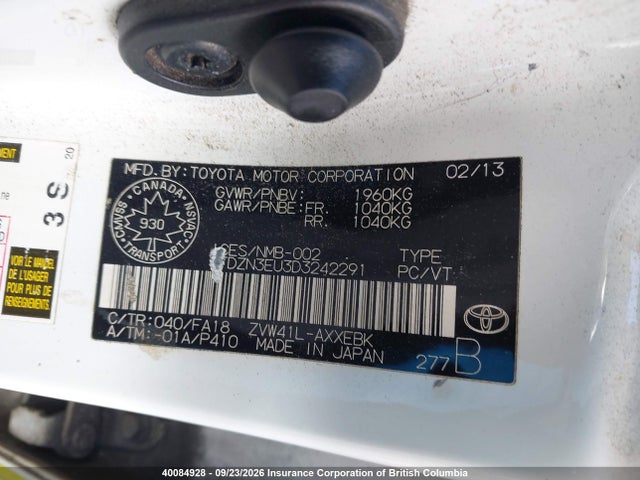 Продаж на аукціоні авто 2013 Toyota Prius V, vin: JTDZN3EU3D3242291, номер лоту: 40084928