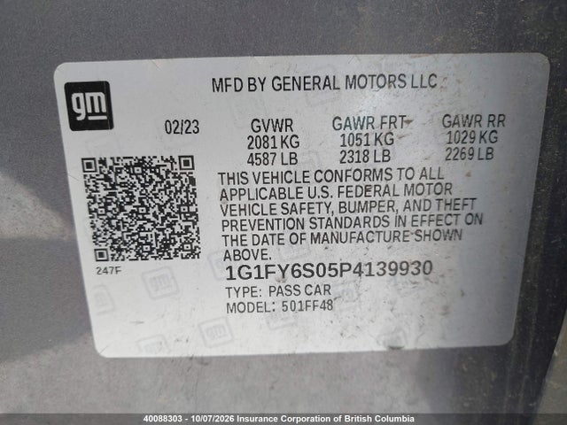 40088303 :رقم المزاد ، 1G1FY6S05P4139930 vin ، 2023 Chevrolet Bolt Euv Lt مزاد بيع