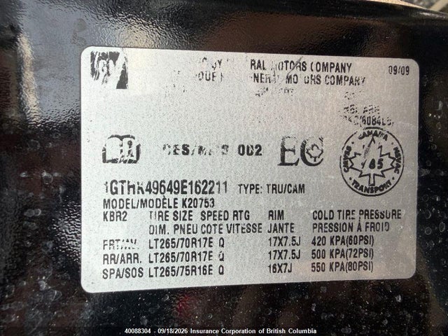 Продаж на аукціоні авто 2009 Gmc Sierra 2500hd Sle/slt/wt, vin: 1GTHK49649E162211, номер лоту: 40088304