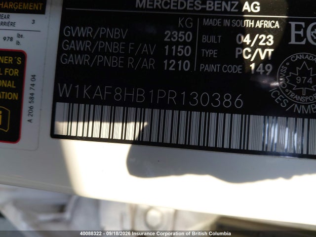 2023 Mercedes-benz C 43 Amg მანქანა იყიდება აუქციონზე, vin: W1KAF8HB1PR130386, აუქციონის ნომერი: 40088322