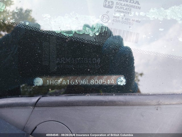 Aukcja sprzedaży 2006 Honda Civic Dx Vp, vin: 1HGFA16396L800514, numer aukcji: 40084545