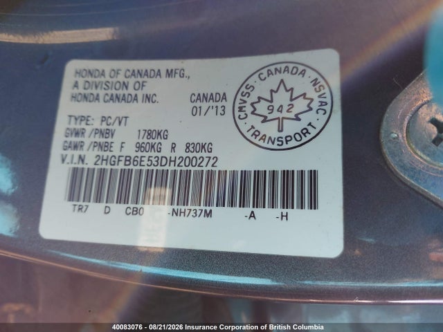 Продаж на аукціоні авто 2013 Honda Civic Si Si, vin: 2HGFB6E53DH200272, номер лоту: 40083076