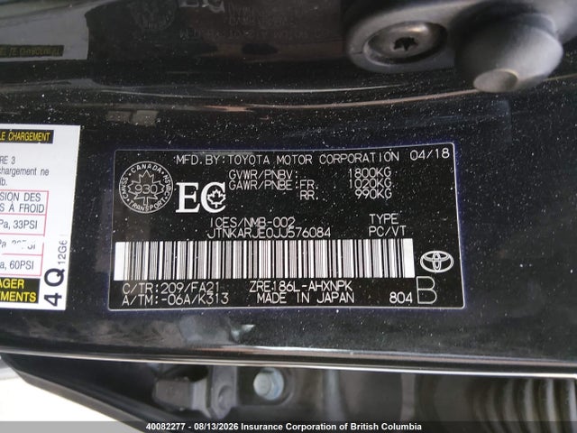 Toyota COROLLA IM 2018 JTNKARJE0JJ576084 Image 9