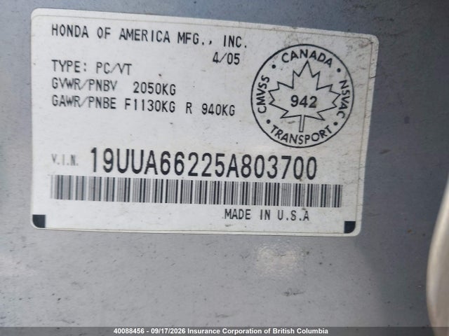 Продажа на аукционе авто 2005 Acura Tl, vin: 19UUA66225A803700, номер лота: 40088456