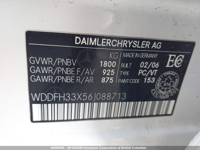 Aukcja sprzedaży 2006 Mercedes-benz B200, vin: WDDFH33X56J088713, numer aukcji: 40088458