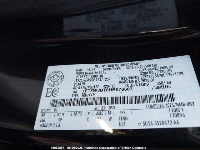 Ford F350 Super Duty 2017 1FT8W3BT6HEE76603 Image 9