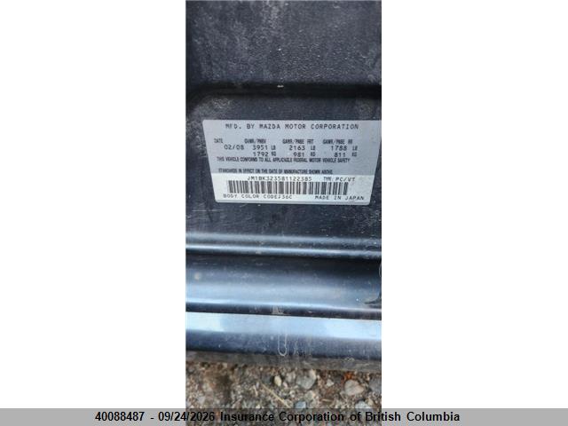 2008 Mazda 3 Mazda Gt მანქანა იყიდება აუქციონზე, vin: JM1BK323581122385, აუქციონის ნომერი: 40088487