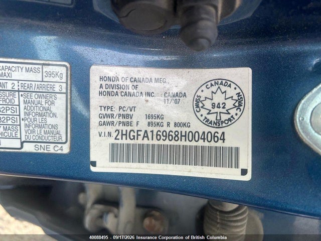 Aukcja sprzedaży 2008 Honda Civic, vin: 2HGFA16968H004064, numer aukcji: 40088495