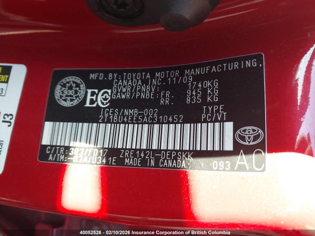 Продажа на аукционе авто 2010 Toyota Corolla S/le/xle, vin: 2T1BU4EE5AC310452, номер лота: 40052526