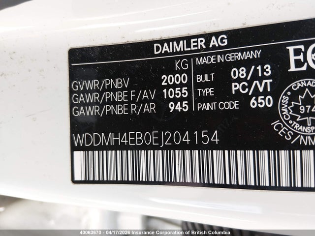Aukcja sprzedaży 2014 Mercedes-benz B250, vin: WDDMH4EB0EJ204154, numer aukcji: 40063670