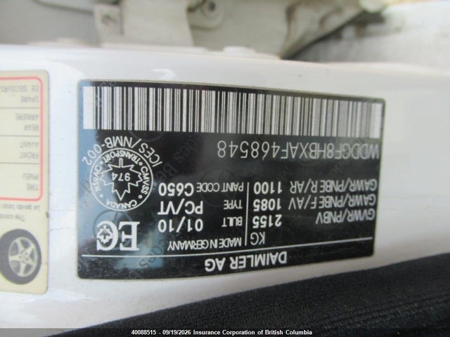 40088515 :رقم المزاد ، WDDGF8HBXAF468548 vin ، 2010 Mercedes-benz C 350 4mati مزاد بيع