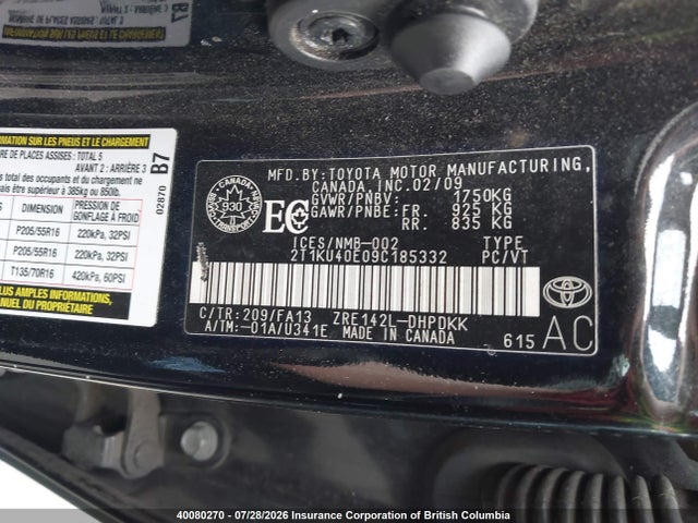 Продажа на аукционе авто 2009 Toyota Corolla Matrix, vin: 2T1KU40E09C185332, номер лота: 40080270