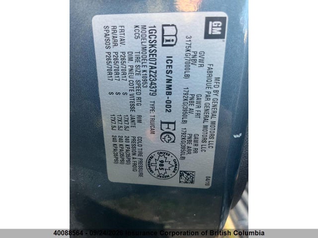 Aukcja sprzedaży 2010 Chevrolet Silverado 1500 Lt, vin: 1GCSKSE07AZ234379, numer aukcji: 40088564