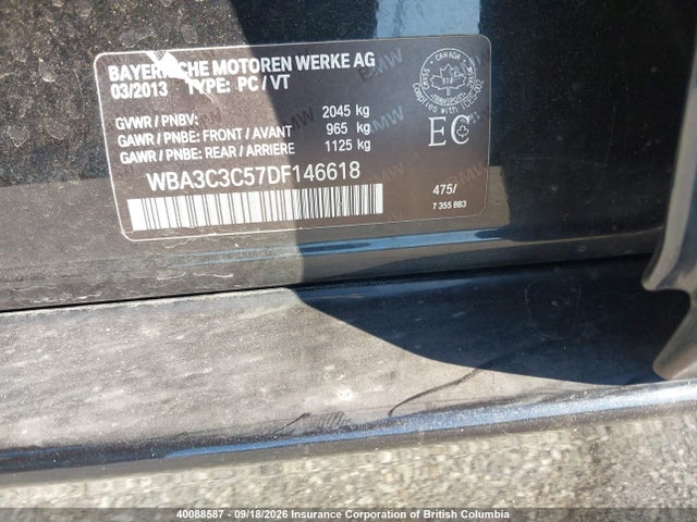 2013 Bmw 320i მანქანა იყიდება აუქციონზე, vin: WBA3C3C57DF146618, აუქციონის ნომერი: 40088587