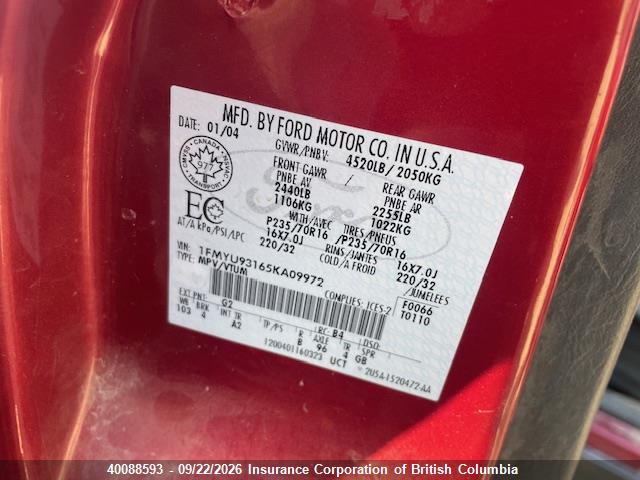 Продаж на аукціоні авто 2005 Ford Escape Xlt, vin: 1FMYU93165KA09972, номер лоту: 40088593