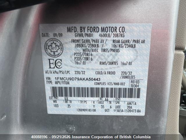 Aukcja sprzedaży 2010 Ford Escape Xlt Automatic, vin: 1FMCU9D79AKA50443, numer aukcji: 40088596