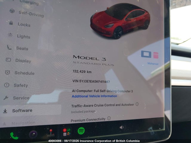 5YJ3E1EA5KF411467 Tesla Model 3 Long Range/mid Range/standard Range/standard Range Plus