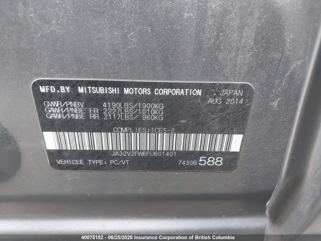 Mitsubishi Lancer Se 2015 JA32V2FW6FU601401 Image 9