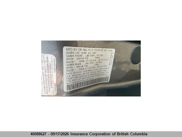 40088627 :رقم المزاد ، WP1AB29P29LA41590 vin ، 2009 Porsche Cayenne S مزاد بيع