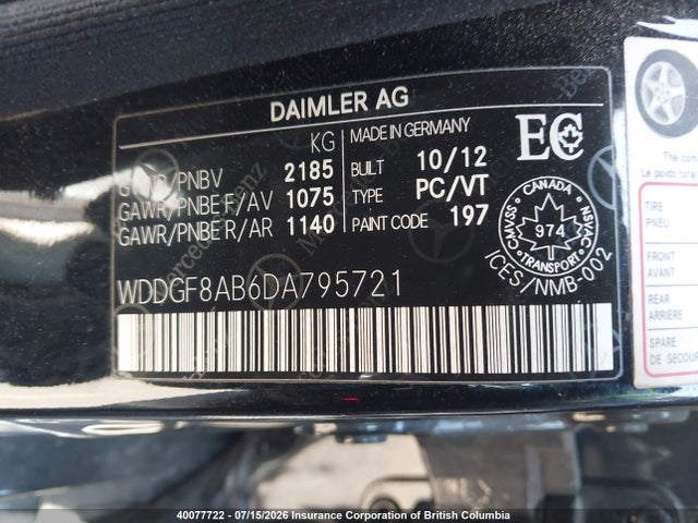 Продажа на аукционе авто 2013 Mercedes-benz C 300 4matic, vin: WDDGF8AB6DA795721, номер лота: 40077722