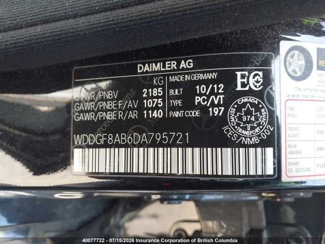 Продажа на аукционе авто 2013 Mercedes-benz C 300 4matic, vin: WDDGF8AB6DA795721, номер лота: 40077722