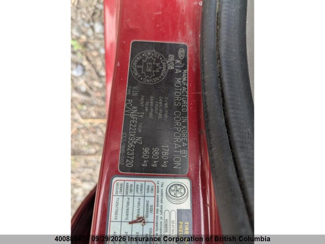 Aukcja sprzedaży 2009 Kia Spectra Lx/lx Convenience/lx Premium, vin: KNAFE221X95623720, numer aukcji: 40088647
