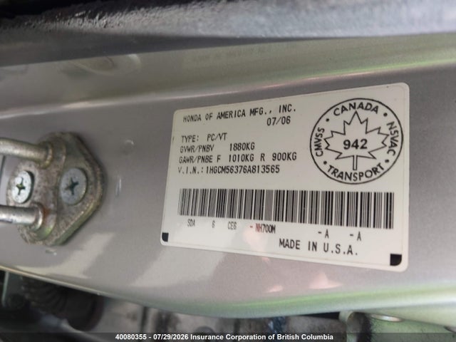 Продаж на аукціоні авто 2006 Honda Accord Se, vin: 1HGCM56376A813565, номер лоту: 40080355