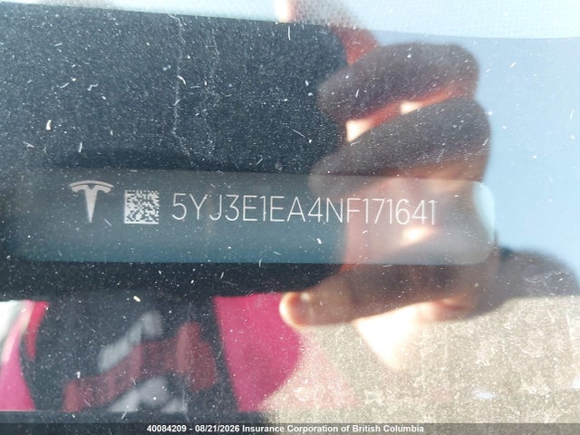 5YJ3E1EA4NF171641 Tesla MODEL 3