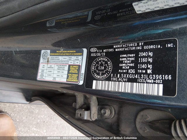 KIA OPTIMA EX 2020 5XXGU4L31LG396166 Image 9