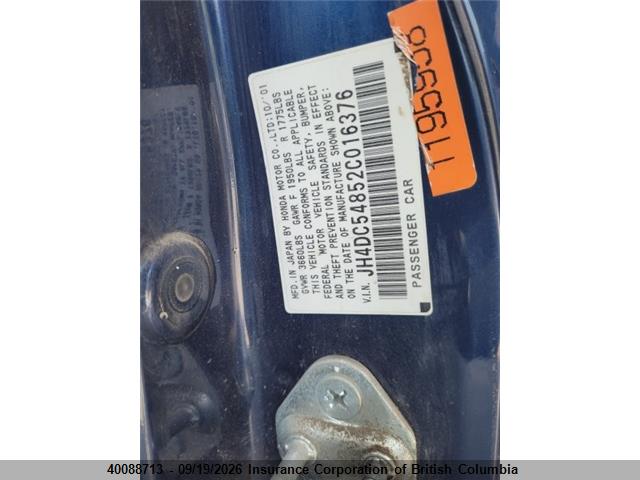 Aukcja sprzedaży 2002 Acura Rsx, vin: JH4DC54852C016376, numer aukcji: 40088713