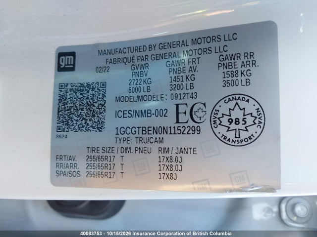 1GCGTBEN0N1152299 Chevrolet Colorado