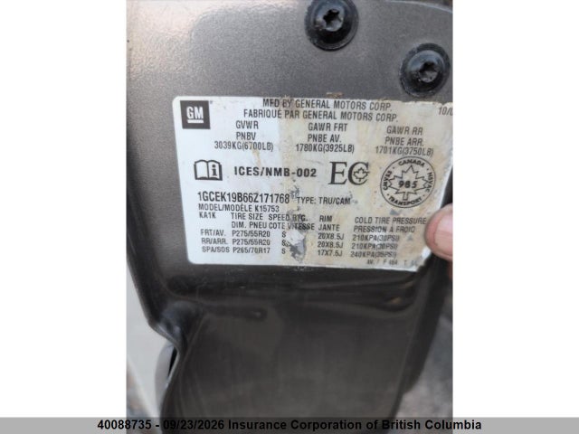 40088735 :رقم المزاد ، 1GCEK19B66Z171768 vin ، 2006 Chevrolet Silverado K1500 مزاد بيع