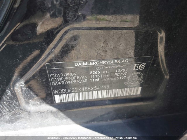 Aukcja sprzedaży 2008 Mercedes-benz E 320 Cdi, vin: WDBUF22X48B254248, numer aukcji: 40084546