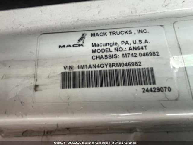 Продаж на аукціоні авто 2024 Mack Anthem, vin: 1M1AN4GY8RM046982, номер лоту: 40088834