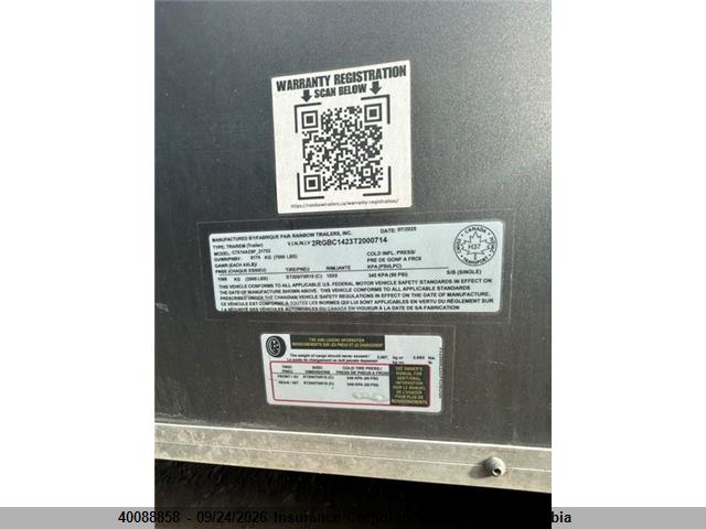 Auction sale of the 2026 Rainbow Box Trailer, vin: 2RGBC1423T2000714, lot number: 40088858