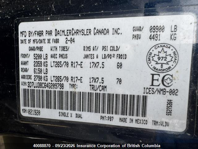 Продажа на аукционе авто 2004 Dodge Ram 3500 St/slt, vin: 3D7LU38C64G209798, номер лота: 40088870
