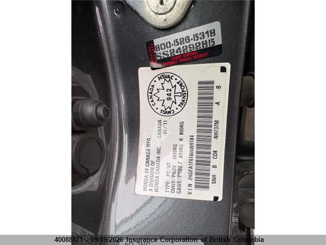 Aukcja sprzedaży 2011 Honda Civic, vin: 2HGFA1F61BH009184, numer aukcji: 40088871