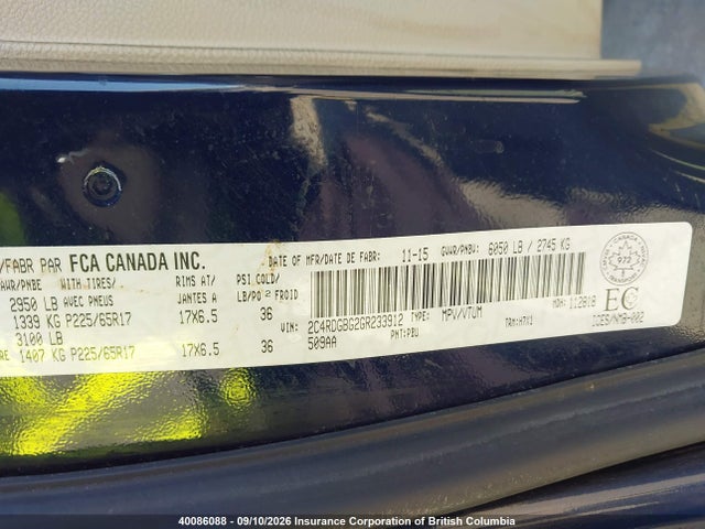Dodge Grand Caravan Se 2016 2C4RDGBG2GR233912 Image 9