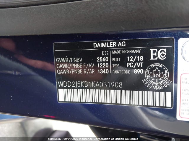 WDD2J5KB1KA031908 Mercedes-Benz Cls 450 4matic