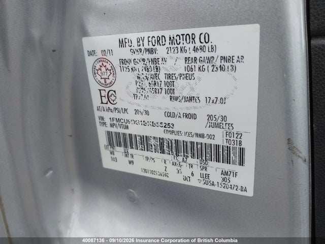 Продаж на аукціоні авто 2011 Ford Escape Xlt, vin: 1FMCU9DG1BKB55253, номер лоту: 40087136