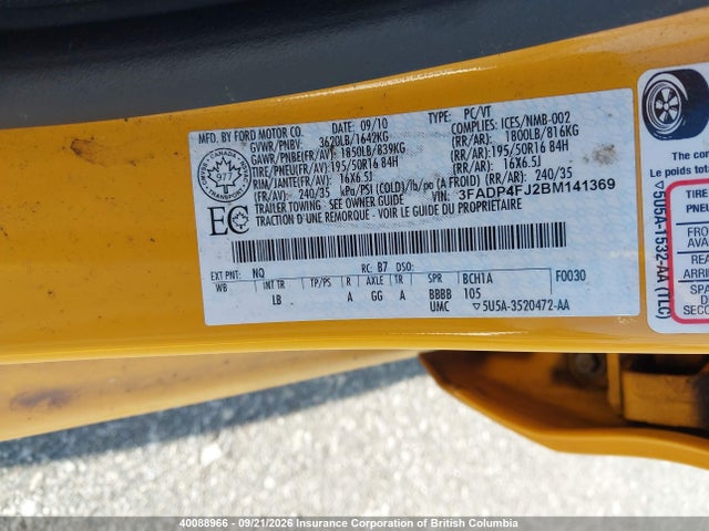Aukcja sprzedaży 2011 Ford Fiesta Ses, vin: 3FADP4FJ2BM141369, numer aukcji: 40088966