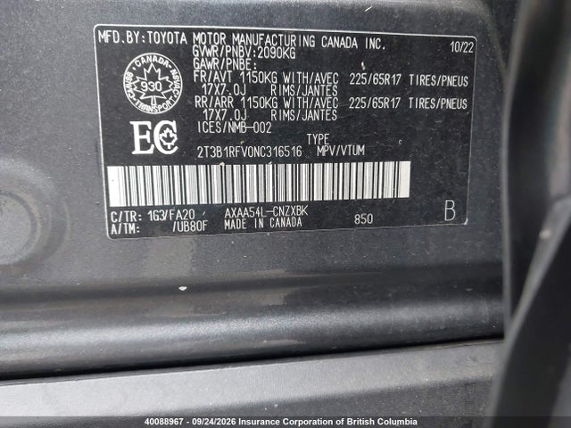 Toyota RAV4 2022 2T3B1RFV0NC316516 Image 9