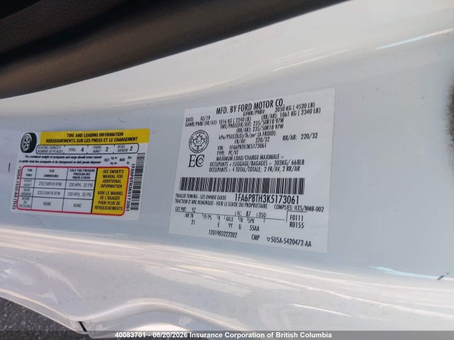 Aukcja sprzedaży 2019 Ford Mustang Ecoboost, vin: 1FA6P8TH3K5173061, numer aukcji: 40083701