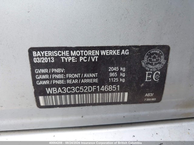 Aukcja sprzedaży 2013 Bmw 320 I Xdrive, vin: WBA3C3C52DF146851, numer aukcji: 40084208