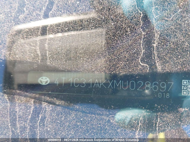 Продаж на аукціоні авто 2021 Toyota Camry, vin: 4T1C31AKXMU028697, номер лоту: 40089015
