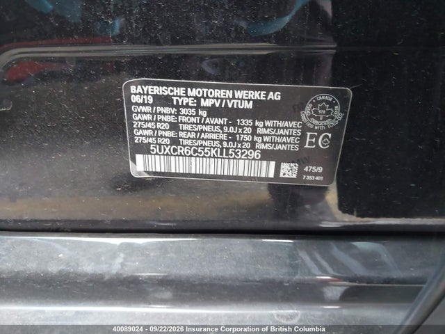 BMW X5 2019 5UXCR6C55KLL53296 Image 9