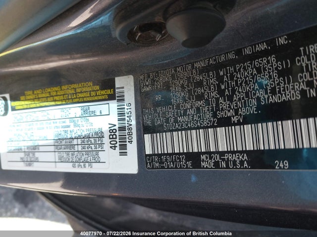 Продаж на аукціоні авто 2006 Toyota Sienna Ce/le, vin: 5TDZA23C46S458572, номер лоту: 40077970