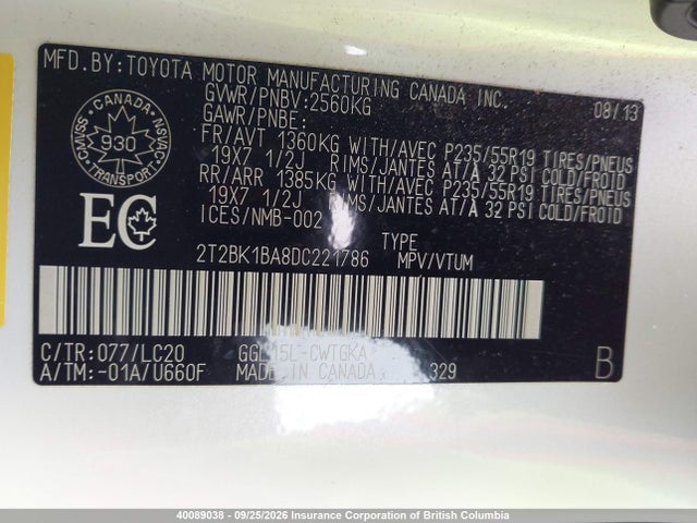 Aukcja sprzedaży 2013 Lexus Rx 350 F Sport, vin: 2T2BK1BA8DC221786, numer aukcji: 40089038